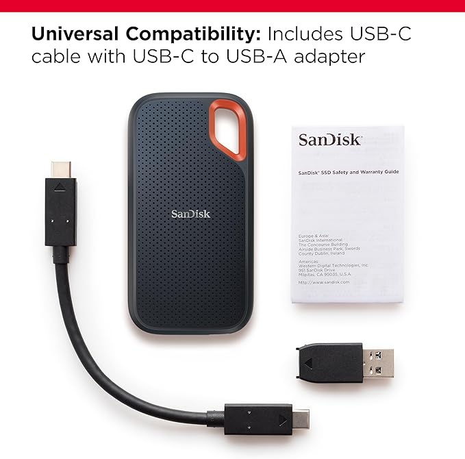 SanDisk 8TB Extreme Portable SSD - Up to 1050MB/s, USB-C, USB 3.2 Gen 2, IP65 Water and Dust Resistance, Updated Firmware - External Solid State Drive - SDSSDE61-8T00-G25
