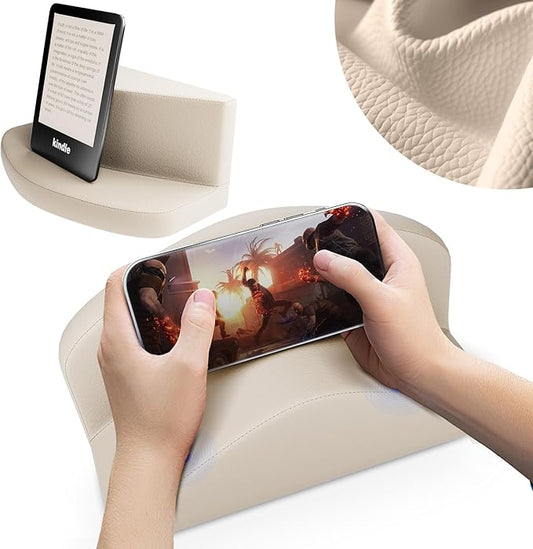 Pillow Phone Holder, Reduce Wrist Pressure, Pillow Stand Compatible with 12.2” Kindle, Phone, iPad, can Hold 2 Phones, Multi-Angle Tablet Pillow Stand with Removable case, Washable