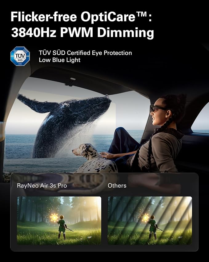 RayNeo Air 3s Pro AR/XR Glasses - 201'' 1200 Nits 120Hz HueView 2.0 Video Display Glasses, Smart Gaming Glasses for iPhone 16,15/Android/Mac/Switch 2/PS5/SteamDeck - Next-Gen Personal Theater