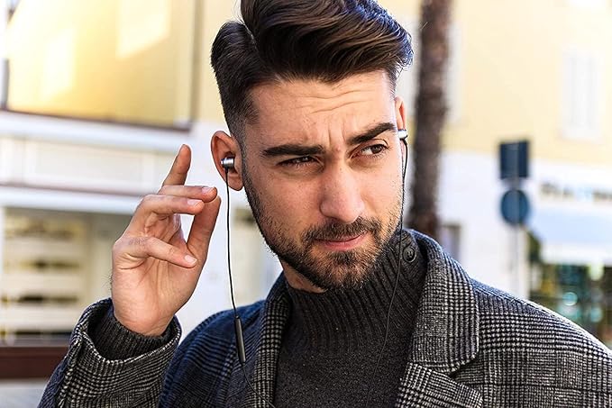 LUDOS Clamor Wired Earbuds in-Ear Headphones, 5 Years Warranty, Earphones with Microphone, Noise Isolating Ear Buds, Memory Foam for iPhone, Samsung, School Students, Kids, Women, Small Ears - Grey