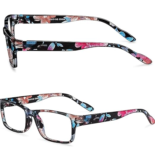 Readerest 0.5 Blue Light Reading Glasses - Lightweight Computer Glasses - Eye Strain, UV Glare Protection (Floral)