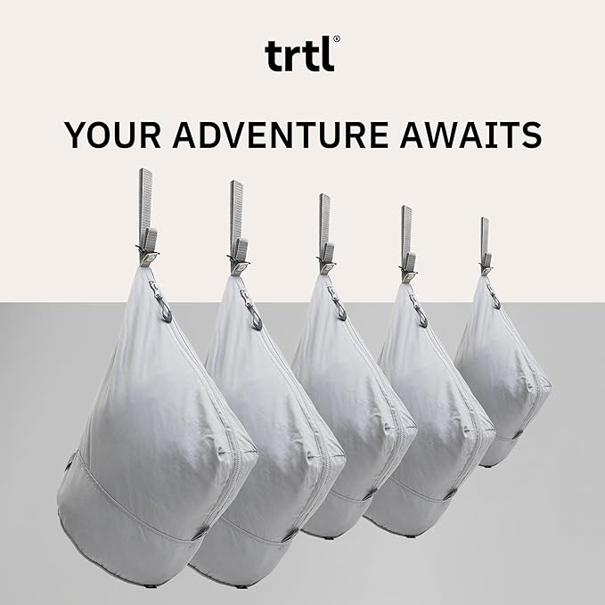 trtl Packing Pods, Oyster Grey - Packing Cubes for Travel - Organizer Bags for Luggage to Maximize Suitcase Space - Travel Packing Organizers - Includes Carry Strap - Comes with 3 Cube Sizes - 5 Pack