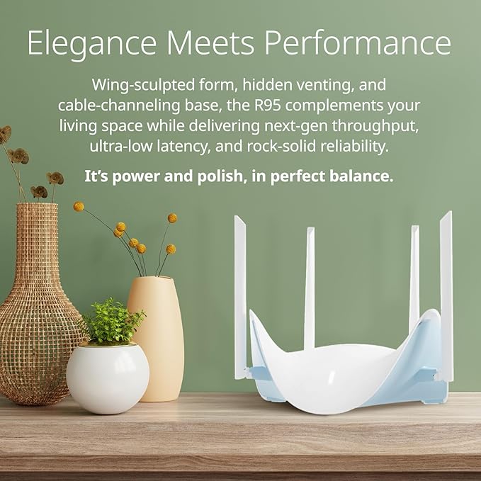 D-Link BE9500 Tri-Band Wi-Fi 7 Smart Router (R95) – Sculptured-Wing Design, 2.5 GbE, Self-Optimizing Mesh, Multi-Link, Multi-Gig, Parental Controls, Alexa/Google Ready