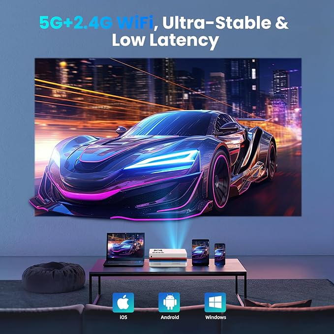 [Netflix App/Dolby Audio] FUDONI Smart Projector with WiFi and Bluetooth, Native 1080P 25000L 4K Decoding for Home Cinema, Outdoor Movie Projector with Apps, Built-in Netflix/YouTube/Prime Video