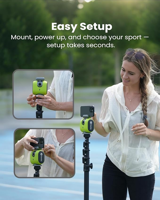 Chameleon AI Auto Sports Action Camera - 4K 60FPS Soccer Camera and Basketball Tracking Camera for Team Sports, Live Streaming, No Subscription, Works with iOS & Android (Pearl Grey)