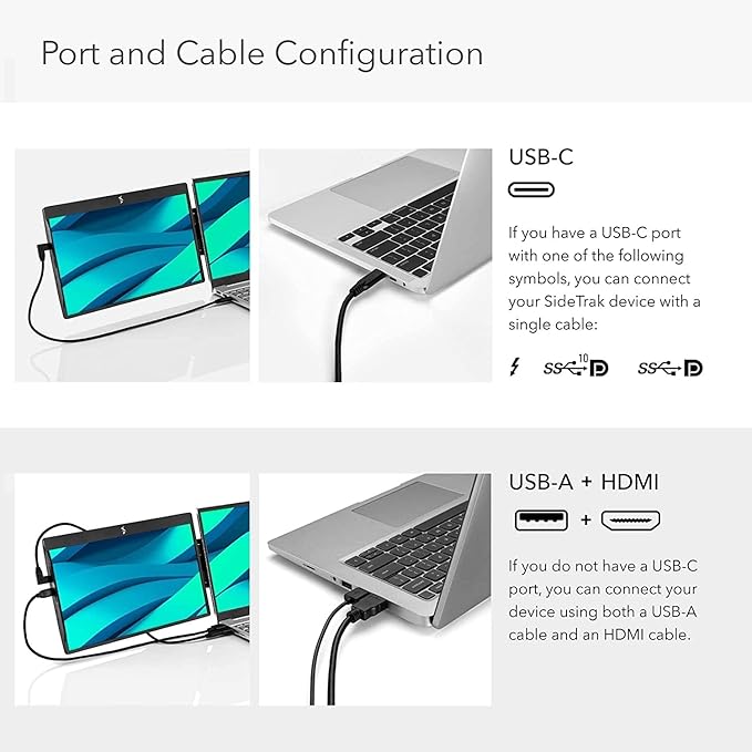 SideTrak Swivel 14" Attachable Portable Monitor Extender, FHD TFT Laptop Dual Screen with Kickstand + Unique Swivel Hinge, Compatible with Mac, PC, Chrome, Powered by USB or Mini HDMI Port (With Case)