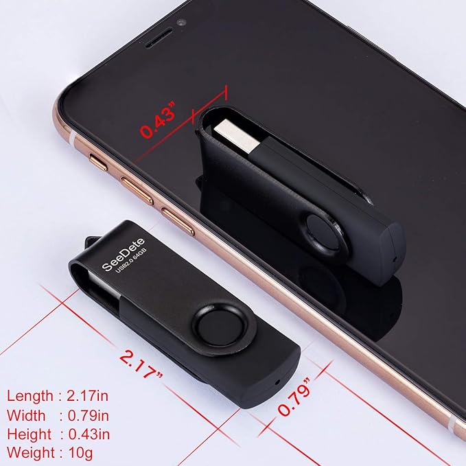 64GB USB Flash Drives, USB Stick, Thumb Drive Rotated Design, Memory Stick with LED Light for External Storage and Backup Data, Jump Drive, 5 Pack 64GB (5 Colors: Gold Black Green Red Blue)