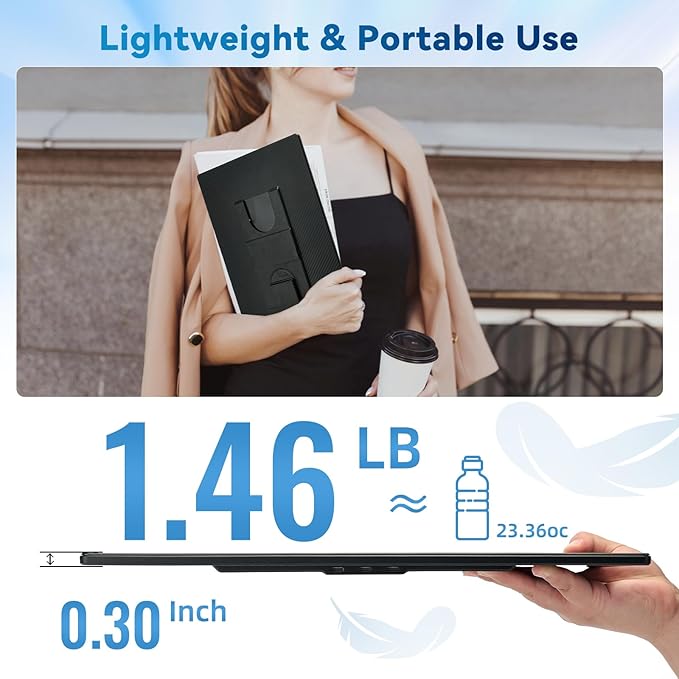 Portable Monitor Laptop Screen Extender - 16" 1200P FHD Travel External Display USB-C HDMI Port Detachable Kickstand Gaming Monitor Compatible with Wins Mac Chrome Dex Phone