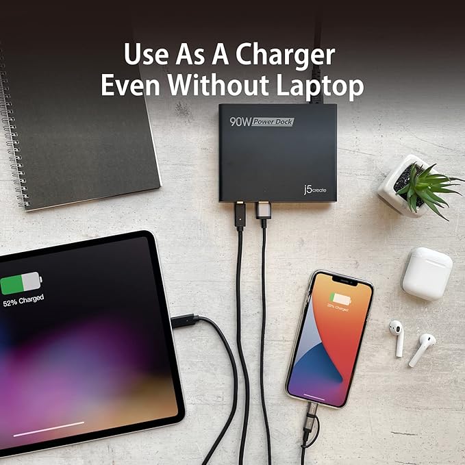 j5create USB-C Travel Hub with PD 65W Power Supply - for Travel or Business Trip - Charging Adapter Hub with 4K HDMI, USB-A x 2 - for MacBook Air/Pro 13, Surface Pro, and USB-C Laptop (JCDP392)