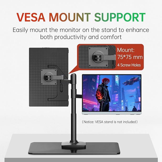 Intehill 14" Portable Monitor 2.5K, 2560x1600 Portable Screen for Laptop, 16:10 Travel Monitor with Tempered Glass, 100% sRGB HDMI Portable Display, Mobile External Display with Stand & Speaker, Q14ZA