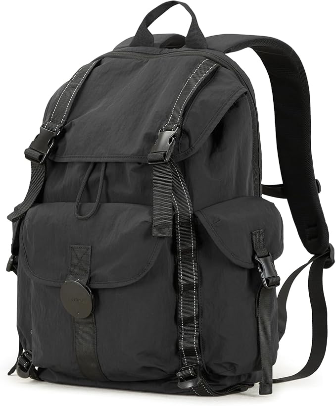 mixi Travel Backpack for Women Men, 18 Inch Carry On Laptop Backpack Flight Approved fits 16'' Laptop, Lightweight Waterproof Hiking Backpack Travel Outdoor Business Casual Daypack, Black