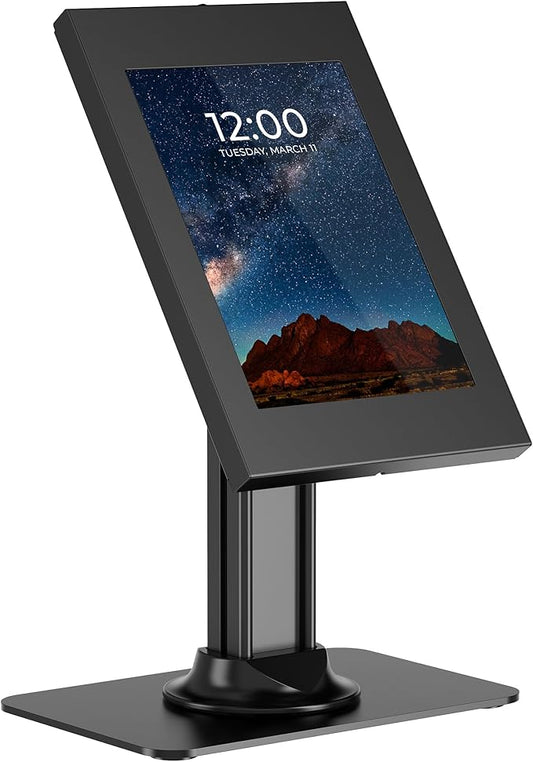 Mount-It! Anti-Theft Tablet Kiosk, Locking Countertop Tablet Enclosure with Freestanding Base, Universal Enclosure Compatible with iPads Gen 7, 8, 9 and 10, iPad Pro, iPad Air, Black
