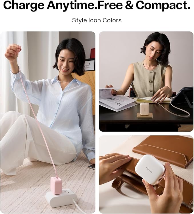 TORRAS FlexLine 40W for iPhone 17 Charger, Dual-Port USB C Charger Block with Retractable Cable, Fast Charging Type-C Power Adapter for iPhone 16/15/Samsung Galaxy S25 Ultra/S24, Gold