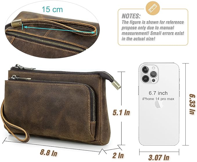 Electronic Organizer Zipper Bag Tech Kit, Top Grain Leather Handmade, Portable Compact Travel Apple Accessories Storage Pouch Fits Phone, USB Cables, Power Banks, Chargers, Hard Drive