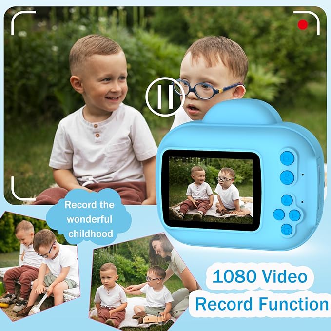 Kids Camera Instant Print Camera for Kids, Toddler Cameras Christmas Birthday Gifts for Girls Boy, 1080P HD Digital Video Cameras, Portable Toy for 4 5 6 7 8 9 10 Year Girl with SD Card (Blue)