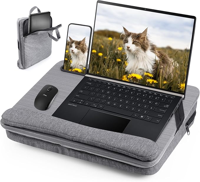 Cloudtrip Portable Lap Desk with Cushion and Storage Bag - 15.6 in Laptop Storage Home Office Workstation for Couch or Bed, Computer Laptop Stand
