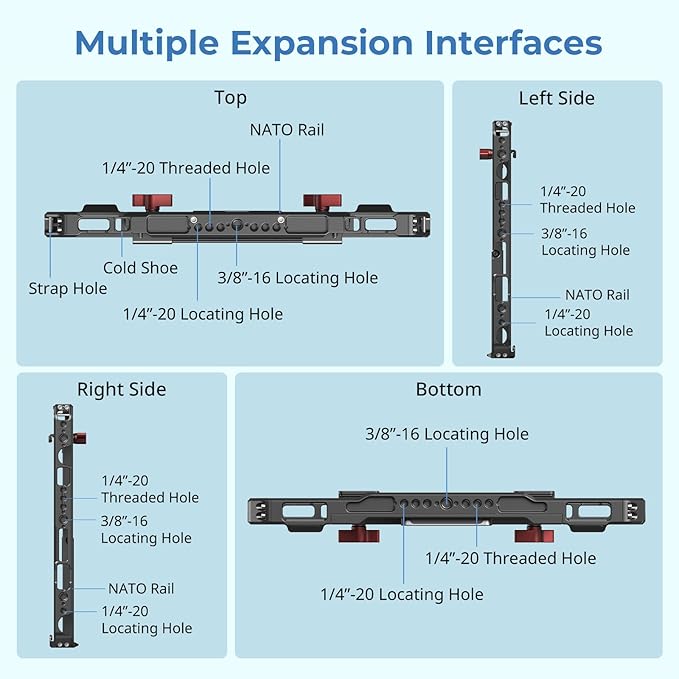 SMALLRIG Universal Metal Cage for iPad, Tripod Mount Adapter Monitor Fits for iPad Pro 12.9, Air, Mini and More, with 1/4"-20, 3/8"-16 Holes, Cold Shoe Mount - MD5059