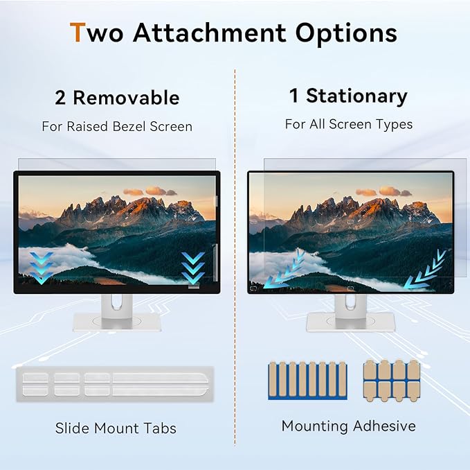 Mamol 22 Inch Computer Privacy Screen Filter for 16:10 Aspect Ratio Widescreen Monitor - Removable Anti Glare Blue Light Filter, Anti-Scratch Privacy Protector Film, Computer Screen Shield 22in