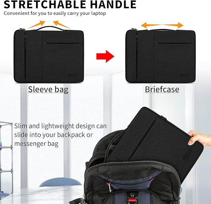 Laptop Sleeve Case 13.3-14 Inch Waterproof Durable Business Computer Carrying Bag Compatible with MacBook Air/Pro HP/ThinkPad Notebook Protective Tablet Handle Laptop Bag Black