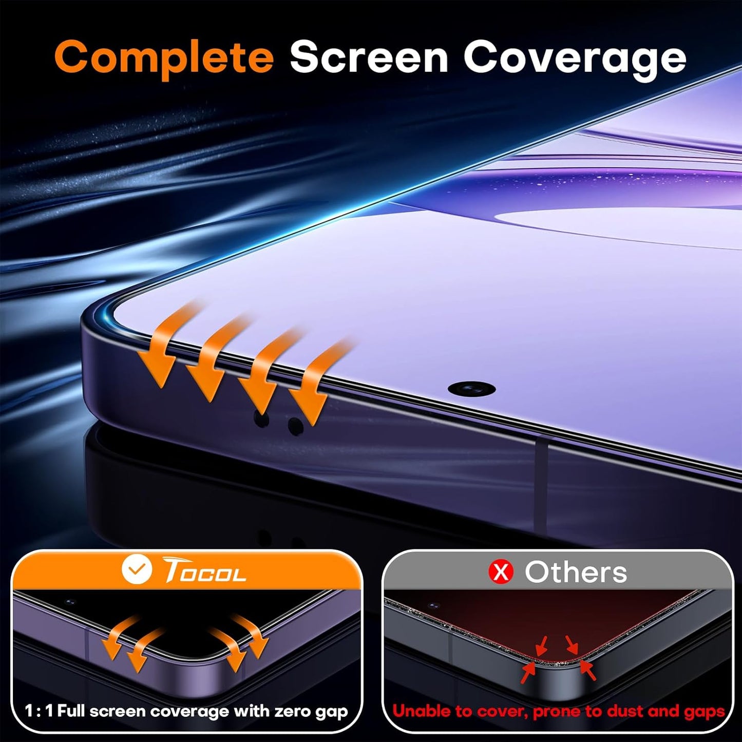 TOCOL for Samsung Galaxy S24 Plus Screen Protector 9H Hardness Military Grade Shatterproof HD Tempered Glass 2 Pack