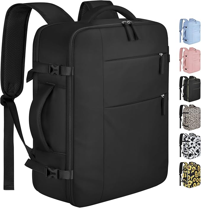 Capolo Travel Backpack for Women Men Waterproof Laptop Backpack Airlines Approved Personal Item Backpack Bag Computer Bookbag for Business, Work, Traveling Fits 15.6 Inch Laptop(Black Zipper)