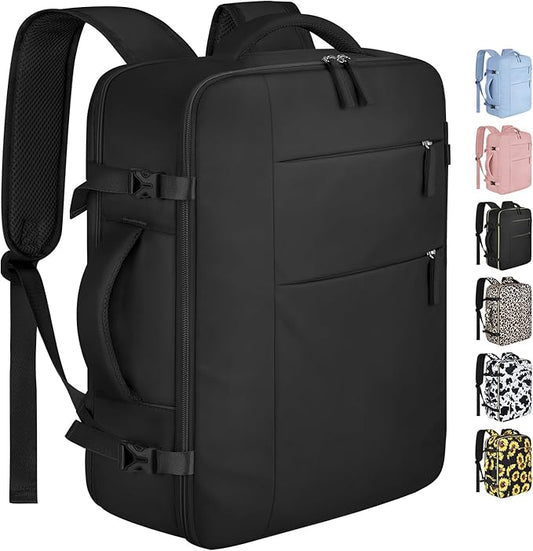 Capolo Travel Backpack for Women Men Waterproof Laptop Backpack Airlines Approved Personal Item Backpack Bag Computer Bookbag for Business, Work, Traveling Fits 15.6 Inch Laptop(Black Zipper)