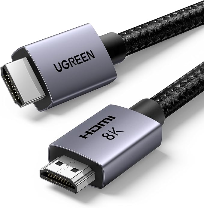 UGREEN 8K HDMI 2.1 Cable 48Gbps 33FT, Ultra High Speed HDMI Cord Aluminum, 4K@240Hz 120Hz 10K 8K@60Hz, HDCP 2.2&2.3, eARC HDR 10 Dolby Compatible with PS5/Blu-ray/Roku TV/Switch 2/Mac mini