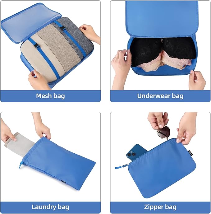 BAGAIL 6 Set/8 Set/10 Set Packing Cubes Various Sizes Packing Organizer for Travel Accessories Luggage Carry On Suitcase