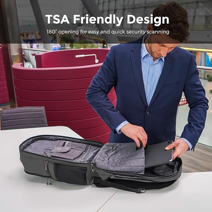 Swissdigital Design TSA Business Laptop Backpack For Men,Travel Backpack With USB Charging Port,College Tech Backpacks With RFID Pockets Presents For Men Fits 15.6 Inch Computer Grey | TERABYTE