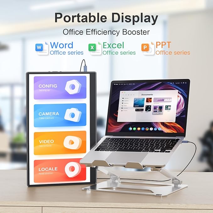 Portable Monitor 15.6-inch FHD 1080P Ultra-Slim Travel External Monitor HDR IPS Gaming Display with Kickstand &Speakers USB-C HDMI Plug&Play，for Laptop PC Phone PS4/5 Xbox Switch