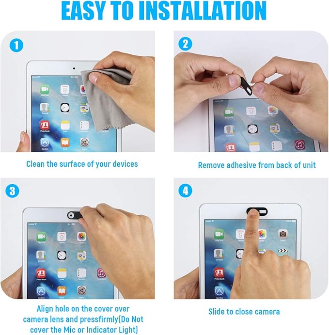 Camera Cover Slide, 0.028 Inch Ultra-Thin Phone Camera Cover, Computer Camera Cover Slide for MacBook, iMac, Laptop Desktop, Pc, iPad, iPhone, Smartphone Protect Visual Privacy Security (Black-3 Pack)