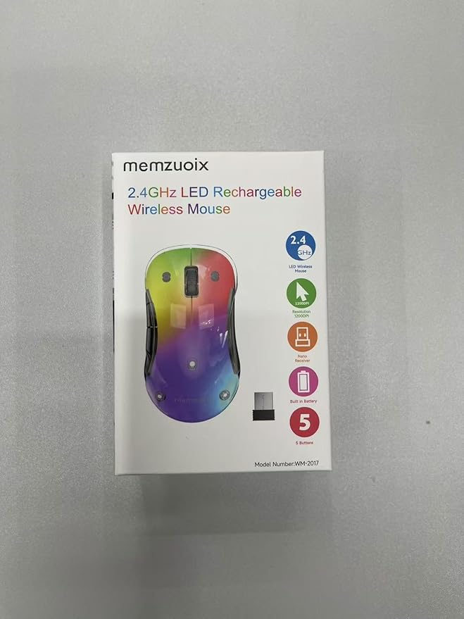 memzuoix 2.4G LED Wireless Mouse, Rechargeable Ergonomic Mouse with Detachable Cover, 1200 DPI Portable Optical Computer Mouse with USB Receiver for Laptop, PC, Desktop and MacBook, 5 Buttons-Black