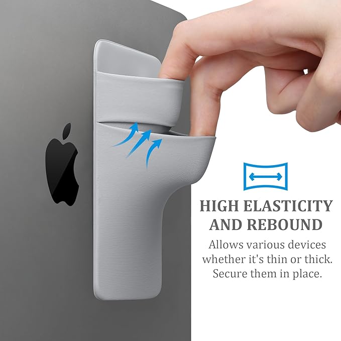 Lacdo Portable Hard Drive Sleeve for Laptop, 2-Pocket Stick on Pouch with Reusable Adhesive, for San Disk, Samsung, Crucial External Solid State Drive SSD Hard Drive Carrying Case Organizer, Gray