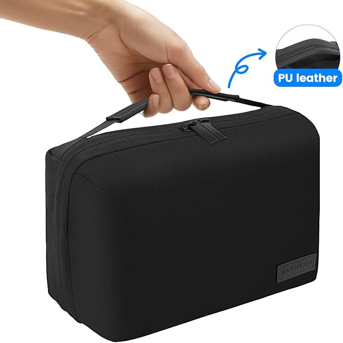 LENTION Electronics Organizer, Tech Organizer Travel Case, Tech Pouch, WaterProof Cable Bag, Cord organizer Travel Essentials Bag for AirPods, Cords, Charger, Power Bank (M378 Black)