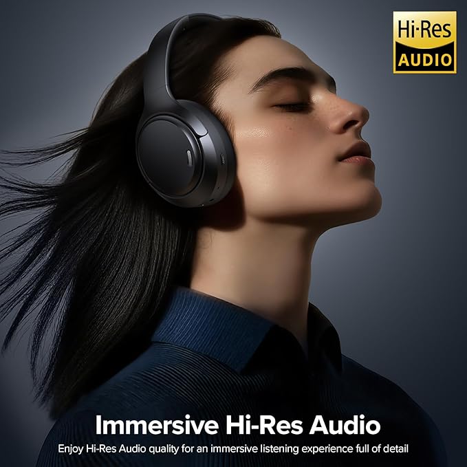 TAGRY Hybrid Active Noise Cancelling Headphones 120Hrs Playtime ENC Clear Call Bluetooth Headphone Over Ear Wireless Headphones Hi-Res Audio ANC Headset with Low Latency Mode for Game Travel Home PC