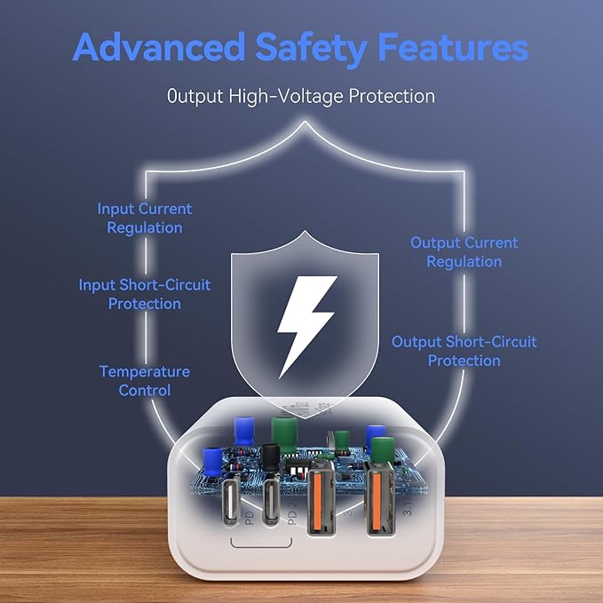 USB C Wall Fast Charger Block, 40W 4-Port Type C Chargers Fast Charging Blocks PD Power Charger Adapter+QC 3.0 USB Multiport Charger Brick for Phone 17/16/15/14/13/12 Pro Max, i-Pad, Galaxy S25-2Pack