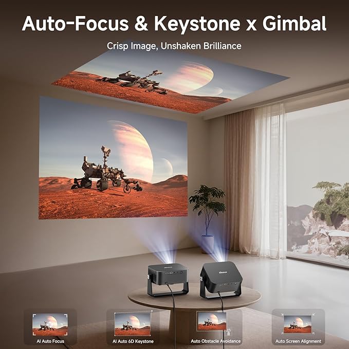 [1200 ANSI/Auto Focus & Keystone/Built-in APPs] 4K Outdoor Projector with Wifi and Bluetooth, Smart Portable Proyector with Built in Apps Netflix/YouTube/PrimeVideo & Dolby, Home Theater with HDR10+