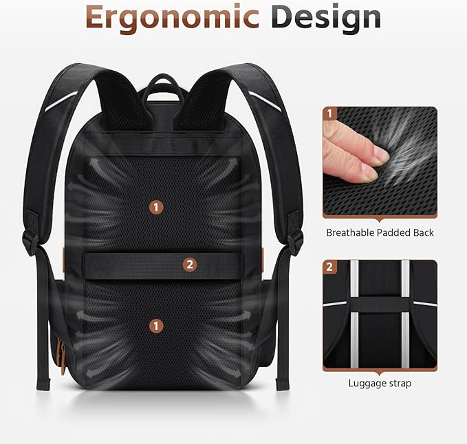 RealCool Laptop Backpack, 31L Travel Backpacks for Women Men, Fits up to 15.6-17 Inch,Water Resistant College Bookbag, for School Business Trip (Beige-Black)