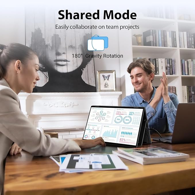 InnoView 2025 15.6" FHD Dual Portable Monitor | All-in-One Foldable & Stackable Design | 315° Screen Adjustment & 180° Stand | USB-C/HDMI Travel Monitor for Laptop, Mac, Windows