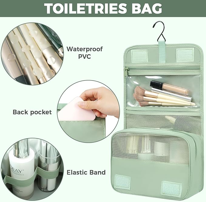 BAGAIL 4 Set/6 Set/8 Set Compression Packing Cubes Travel Accessories Expandable Packing Organizers(HalfMesh, 8-MatchaGreen)