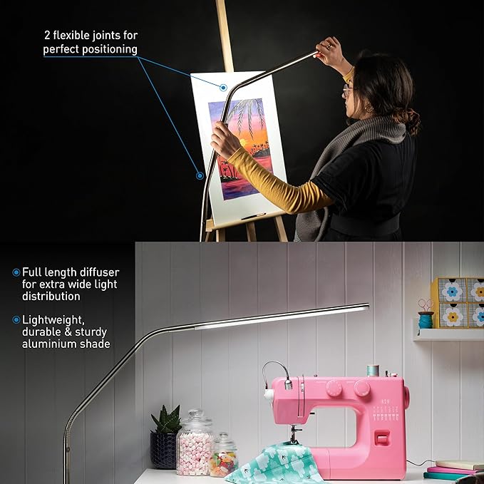 daylight Company Slimline 3 Floor Lamp-LED-80 CRI-Eye Care-4 Brightness Levels, 3,000 LUX at 30 cm, 1,065 LUMENS-4 Step DIMMER Mode, White