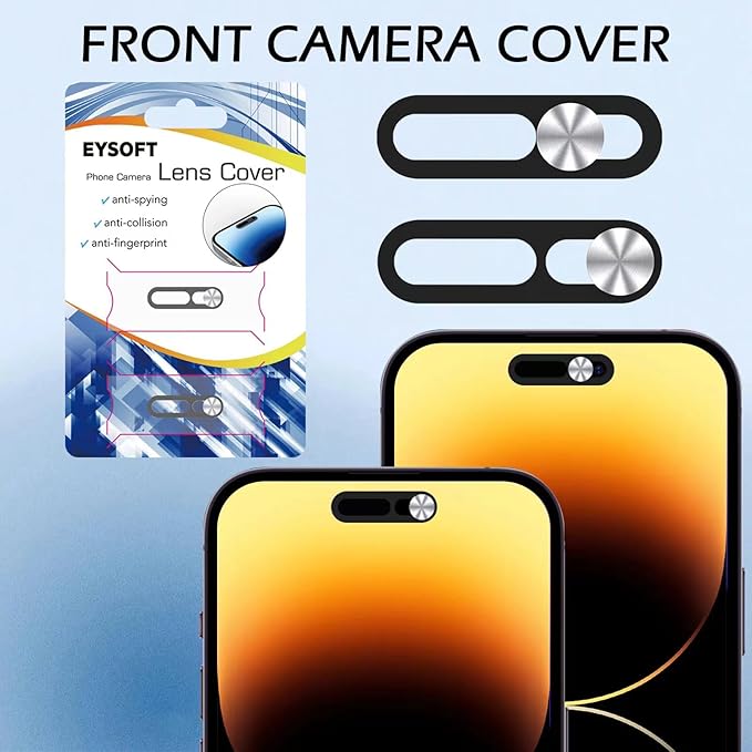 Front Camera Cover,Webcam Cover Compatible for Phone 14Pro/14 Pro Max/15/15Plus/15Pro/15Pro Max/16/16Plus/16Pro/16Pro Max,Protect Privacy and Security,Not Affect Face ID, 2 Pack-Silver