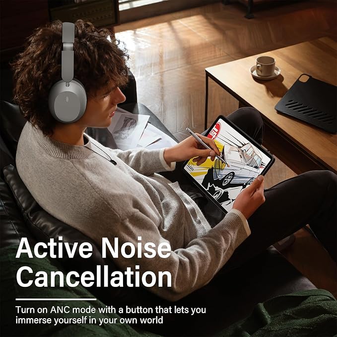 Y05 Bluetooth Headphones Wireless Over Ear with Microphone 48 Hours Playtime, High Sound Quality Foldable Soft Earpads Earphones for Travel - Silver