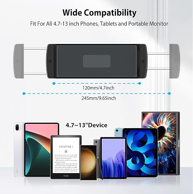 CreaDream Wall Mount for iPad, Aluminium Adjustable & Extendable Holder Arm, Fits 4.7-13" Tablets, Phones, Kindle Fire HD, Galaxy Tab, Samsung Galaxy