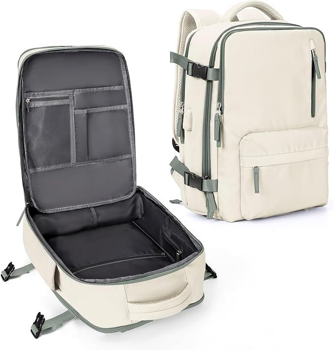 VECAVE Carry On Backpack for Women,Large Travel Backpack Flight Approved,Waterproof 14 Inch Laptop Backpack Business Work Backpacks Men Mochila De Viaje Beige