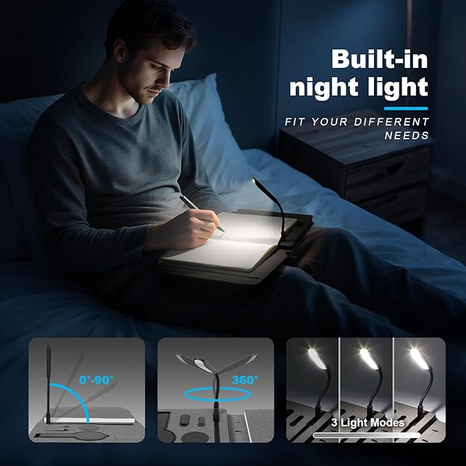 Travelers Notebook with book light,Travel Journal with 10000mAh Power Bank & 2-in-1 Wireless Charger,Hardcover Journal Set with Pen and Gift Box,Notebooks for Work,School,Travel,Business,Gift. ﻿