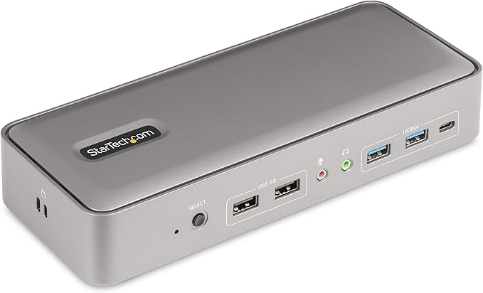 StarTech.com Dual-Laptop USB-C KVM Docking Station, Dual Monitor 4K 60Hz DisplayPort Dock, 5-Port USB Hub, GbE, 90W/45W Power Delivery to Two Laptops, Windows/Mac, 2-Host KVM Dock, TAA