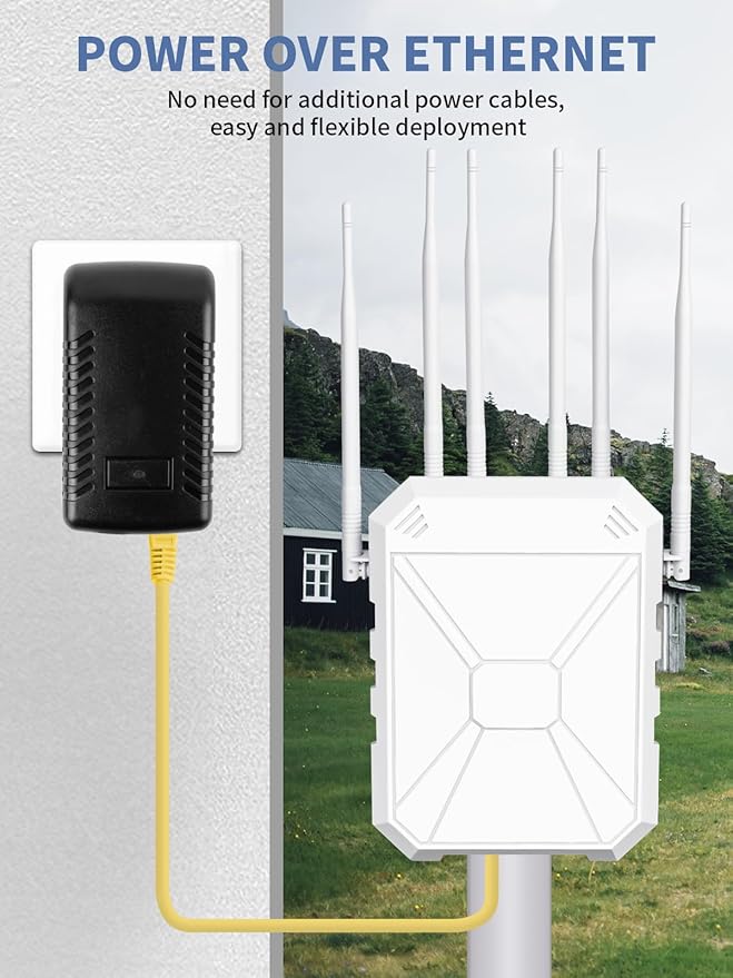 AX1800 Outdoor WiFi Extender, IP67 Weatherproof Outdoor Wireless Access Point, Supports Extender/AP/Repeater, Dual Band High Power Long Range Outdoor WiFi Extenders Booster for Farm Backyards Garages