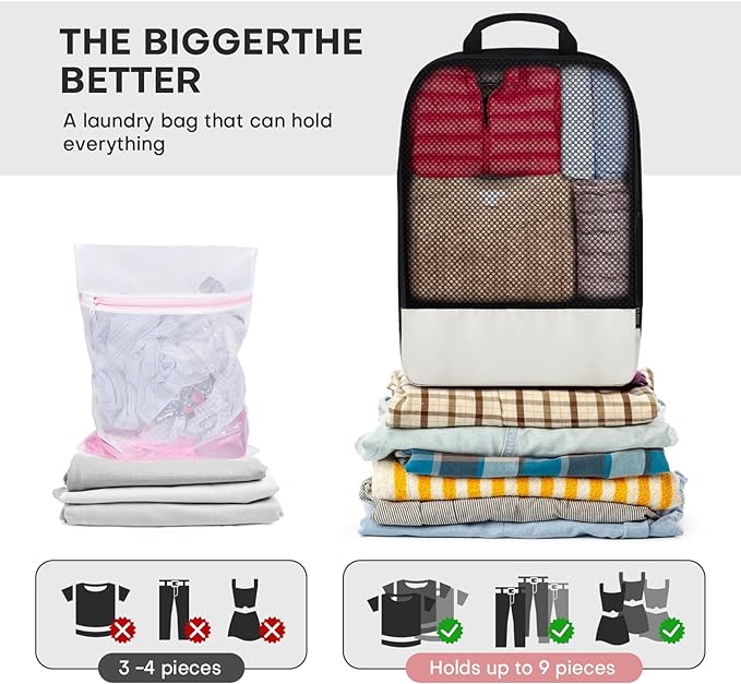 4 PCS Set Compression Packing Cubes for Travel, Lightweight Packaging Organizer Bags for Carry On Space Saving, Travel Essentials Cubes for Suitcase Backpack, Beige