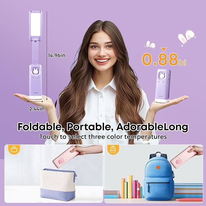 VAVOFO Desk lamp Rechargeable Foldable & Portable Light,15 Light dimming Modes Cordless Lamp,Cute Desk lamp,Battery Operated 6000mAh LED Battery Lights,Modern Office